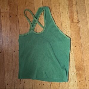 Green Cross-Back Tank Top